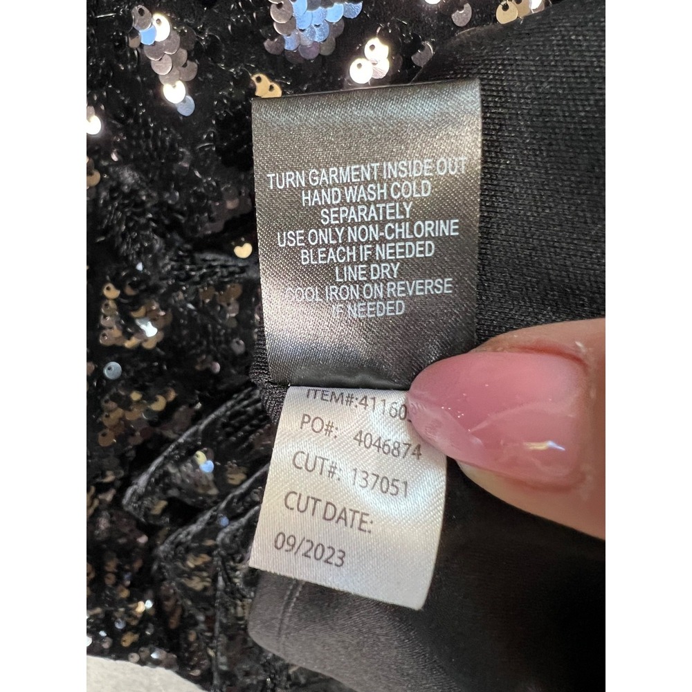Torrid Sequin Velour Mini Dress 12 Black Surplice Long Sleeve Geometric - Picture 9 of 9